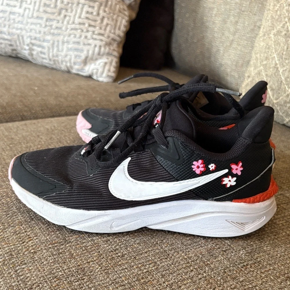 Gently Loved Nike Kids Black, Red and Pink Sneakers